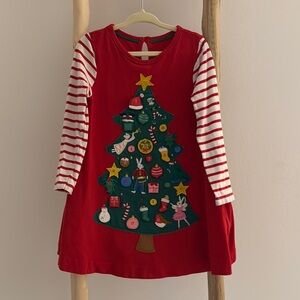 white christmas dresses Christmas Tree Print Long Sleeve Dress – Rylee Faith Designs main image 1